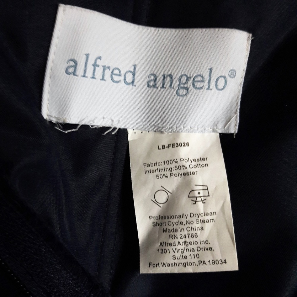 Alfred Angelo Gown Elegant Navy Blue Sweetheart Back Zip Tie Halter Prom S - Picture 6 of 8